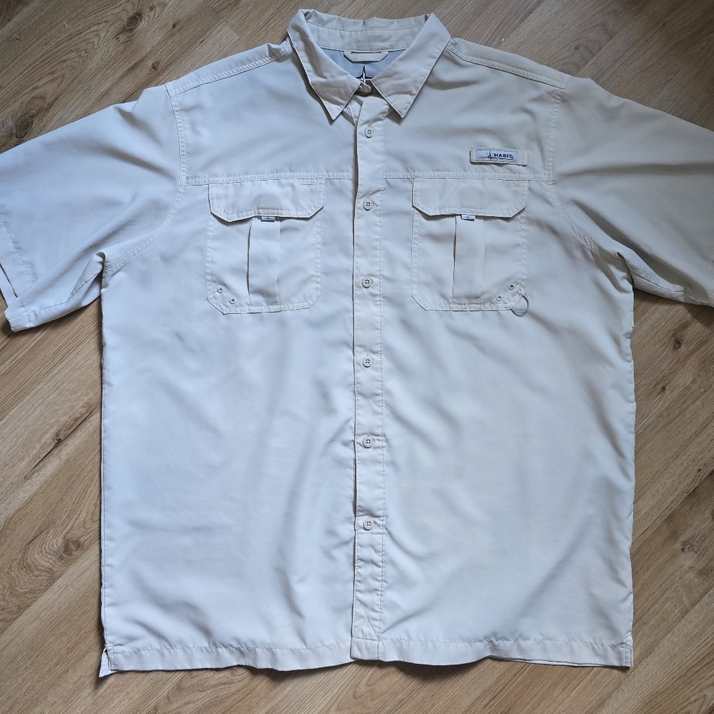 MINT Habit Men's Fishing Shirt Tan Beige Cream Short Sleeve Button up XL